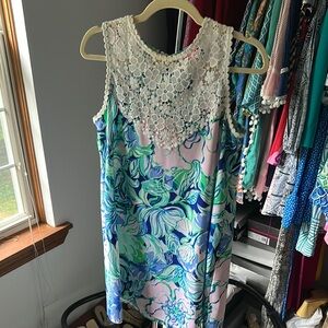 Floral Lily Pulitzer Sleeveless Dress with Lace Detail